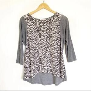 Rebecca Taylor Silk Two-Tone Leopard Print Top Size 2